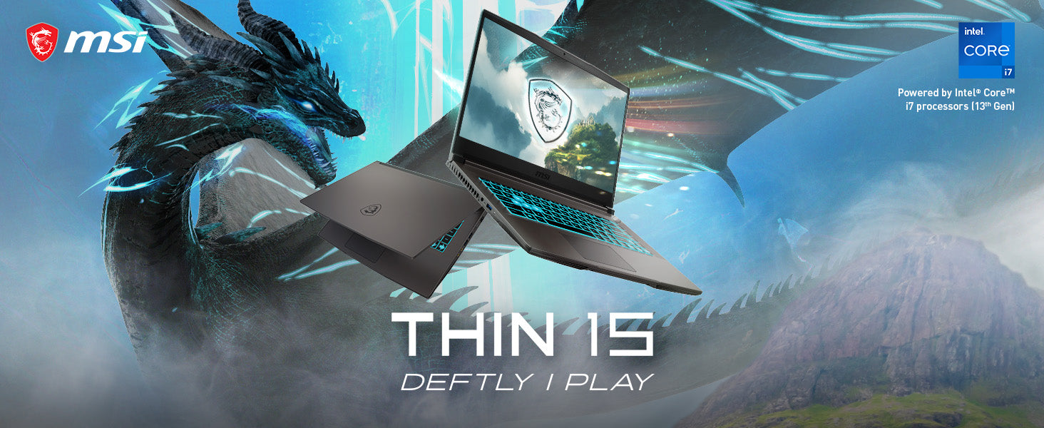 MSI Thin 15 15.6” 144Hz FHD Gaming Laptop: Intel Core i7-13620H, NVIDIA Geforce RTX 4050, 16GB DDR4, 512GB NVMe SSD, WiFi 6E, Win 11: Black B13VE-2678US Elite