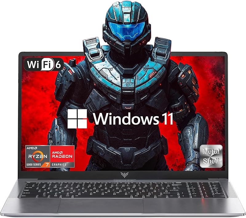 2025 Gaming Laptop, 15.6inch Laptop Computer with AMD Ryzen 7 5700U(8C/16T, Up to 4.3GHz), 16GB RAM 512GB NVMe SSD Windows 11 Laptop, Radeon RX Vega 8 Graphics,WiFi 6 Elite