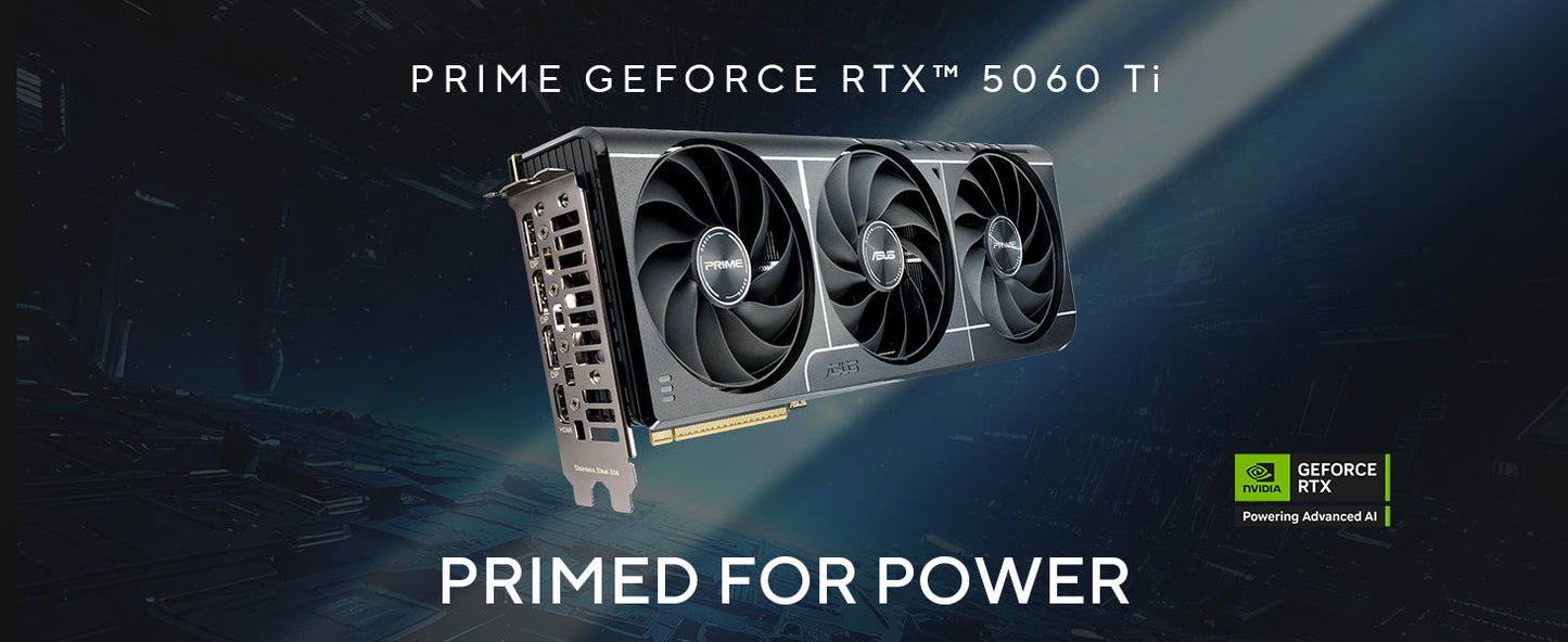 ASUS The SFF-Ready Prime GeForce RTX™ 5060 Ti 16GB GDDR7 Graphics Card (PCIe® 5.0, 16GB GDDR7, HDMI®/DP 2.1, 2.5-Slot, Axial-tech Fans, Dual BIOS) Elite