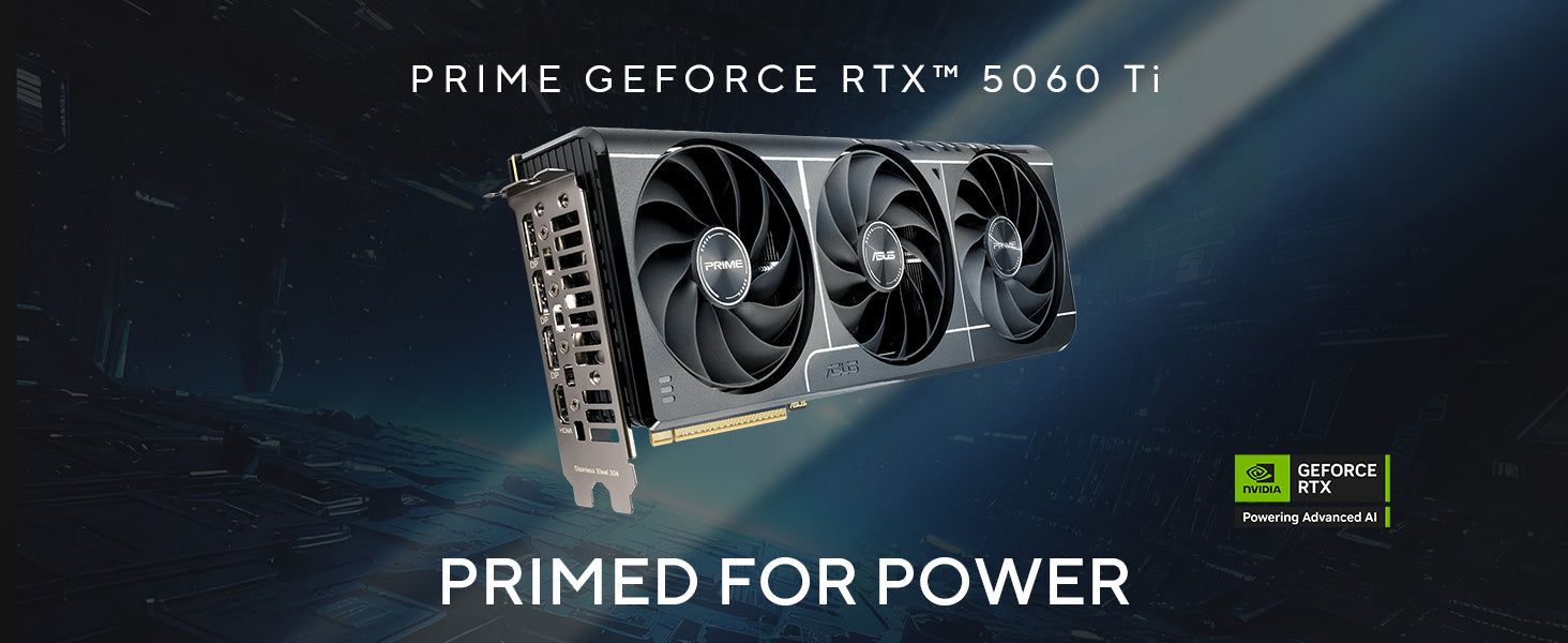 ASUS The SFF-Ready Prime GeForce RTX™ 5060 Ti 16GB GDDR7 Graphics Card (PCIe® 5.0, 16GB GDDR7, HDMI®/DP 2.1, 2.5-Slot, Axial-tech Fans, Dual BIOS) Elite