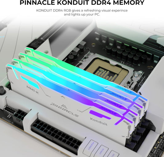 Timetec Pinnacle Konduit RGB DDR4 3200MHz PC4-25600 CL16-18-18-38 XMP2.0 Overclocking 1.35V Compatible for AMD and Intel Desktop Gaming PC Memory Module RAM (RGB White, 16GB KIT(2x8GB)) Elite