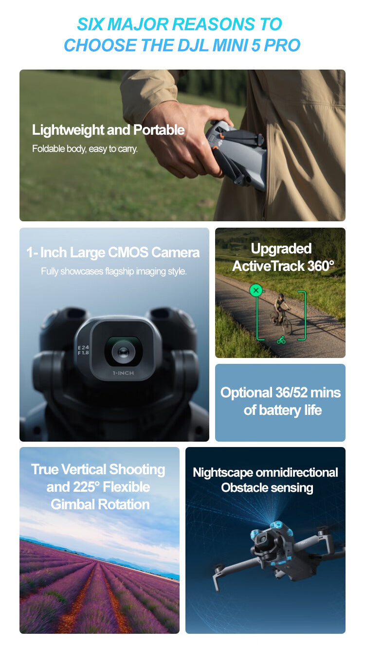 New DJI Mini 5 Pro Ultra-Light and Foldable Design New Product Launch for DJI Drone with Remote Control Dual Camera 249g Weight Elite