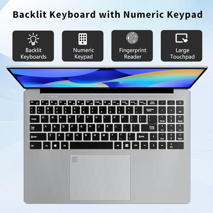 Laptop Computer, Gaming Laptop 2025 Windows 11 Pro, 16 Inch Lap Top PC, 16GB RAM 512GB SSD, Intel 12th Gen N95 Processor(up to 3.4GHz), Backlit Keyboard, Fingerprint Unlock, FHD 1920 * 1200 Elite
