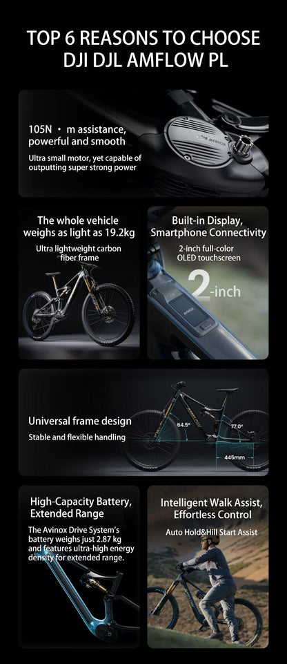 DJI amflow bike cheapest amflow PL Carbon 800 Wh - L Equipped with DJl Aviox 508W Fast Charging Charger Amflow DJI Mtb Ebike Elite