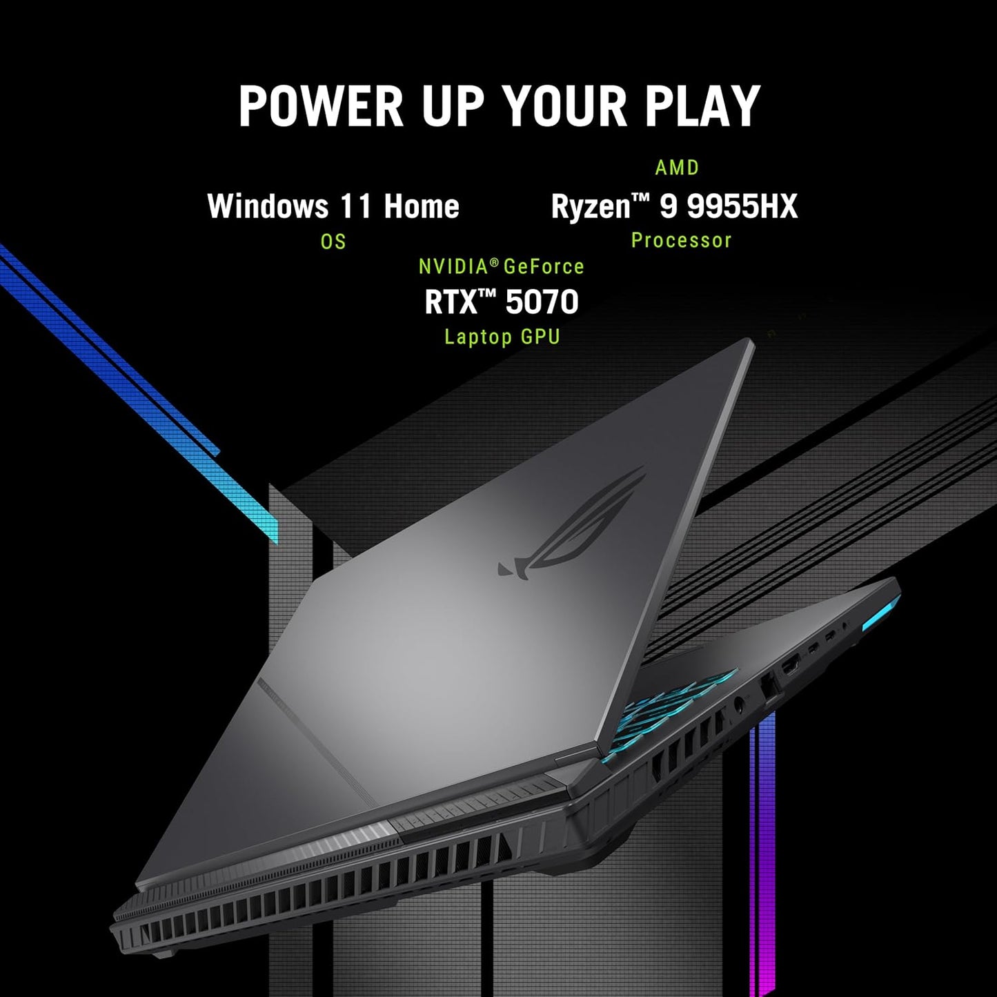 ASUS ROG Strix G16 (2025) Gaming Laptop, 16” ROG Nebula 16:10 2.5K 240Hz/3ms, NVIDIA® GeForce RTX™ 5070, AMD Ryzen™ 9 9955HX Processor, 32GB DDR5-5600, 1TB PCIe Gen 4 SSD, Wi-Fi 6E, Windows 11 Home Elite