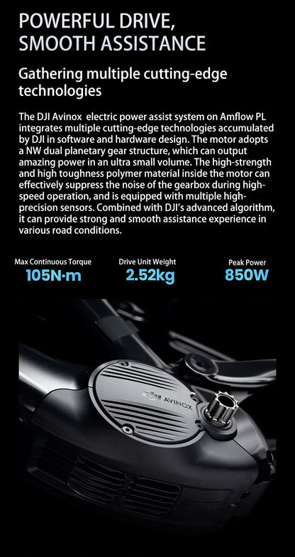 DJI Amflow PL Carbon E-Mountain Bike With DJI Avinox Drive System Built-in LED Control Display Amflow PL Full Suspension Ebike Elite