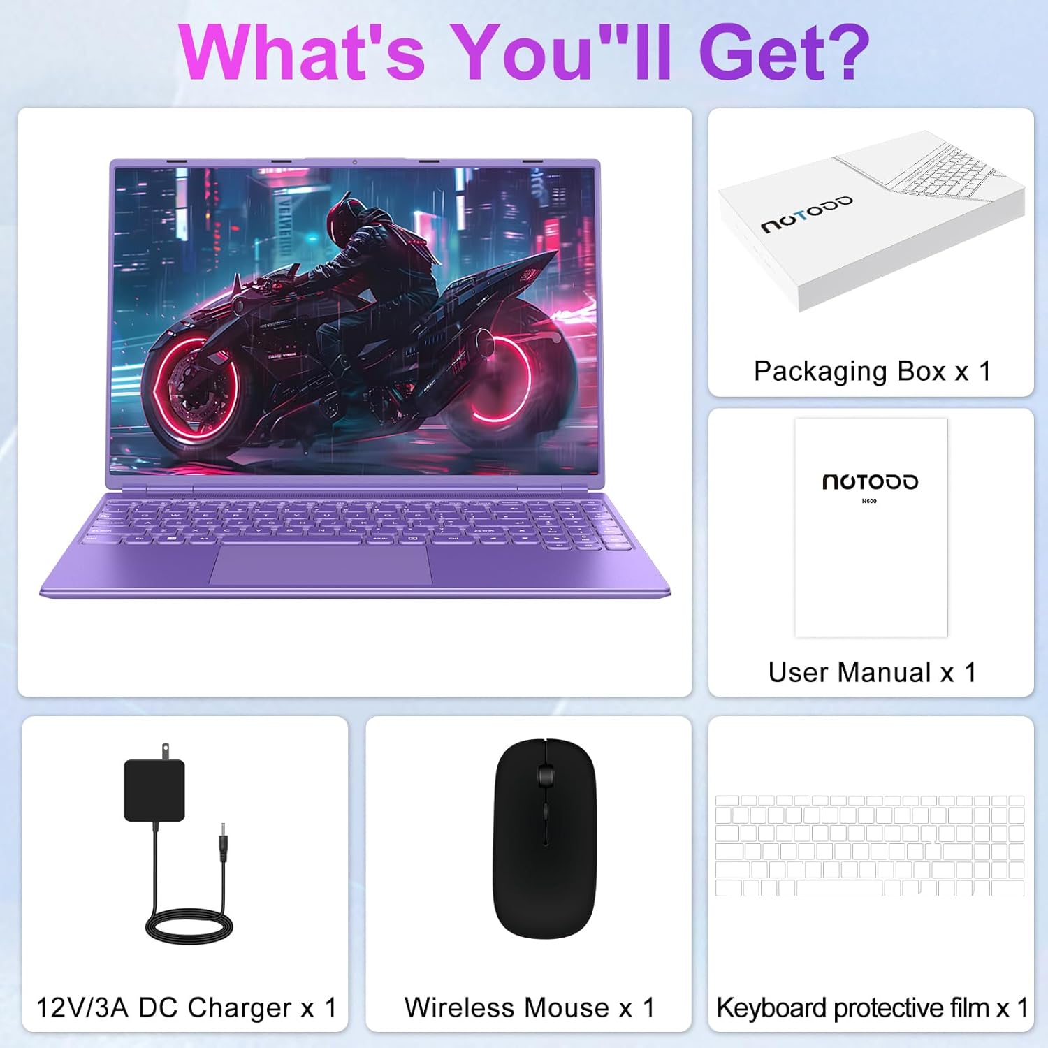 2025 16 Inch Gaming Laptop N5095 (Up to 2.9 GHz) 12GB+512GB SSD Support 1TB Expand Win 11 Laptops 1920 * 1200 FHD Screen 5G WiFi BT 4.2 Webcam Cooling Fan Numeric Keypad-Purple Elite