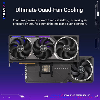 ASUS ROG Astral GeForce RTX™ 5090 OC Edition Gaming Graphics Card (PCIe® 5.0, 32GB GDDR7, HDMI®/DP 2.1, 3.8-Slot, 4-Fan Design, Axial-tech Fans, Patented Vapor Chamber, Phase-Change GPU Thermal pad) Elite