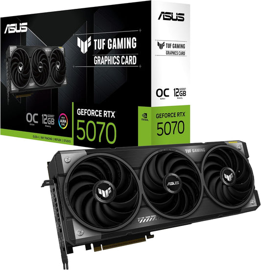 ASUS TUF Gaming GeForce RTX ™ 5070 12GB GDDR7 OC Edition Gaming Graphics Card (PCIe® 5.0, HDMI®/DP 2.1, 3.125-slot, Military-Grade Components, Protective PCB Coating, axial-tech Fans) Elite