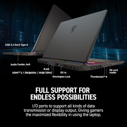 MSI Vector 16 HX AI 16” 144Hz FHD+ Gaming Laptop: Intel Core Ultra 7-255HX, NVIDIA Geforce RTX 5070Ti, 16GB DDR5, 512GB NVMe SSD, Thunderbolt 5, Wi-Fi 6E, Win 11 Home: Cosmo Gray A2XWHG-212US Elite