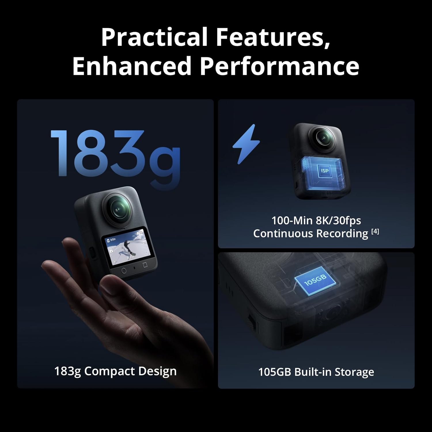 For DJI Osmo 360 WaterProof Action Camera 1-Inch 360° Imaging Native 8K 360° Video 170° Boost Video 120MP 360° Photo Conference Elite