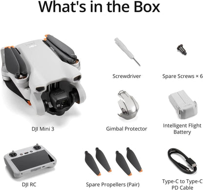DJI Mini 3 Beginner-Friendly RC Drone with Camera 4K HDR Video True Vertical Shooting Enhanced Battery Life for All Skill Levels Elite