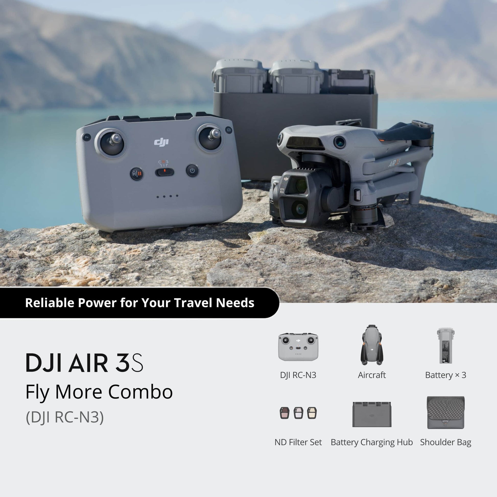For DJI Air 3S Fly More Combo 4K/60fps HDR Video Nightscape Omnidirectional Obstacle Sensing CMOS Wide-Angle Medium Tele Drone Elite