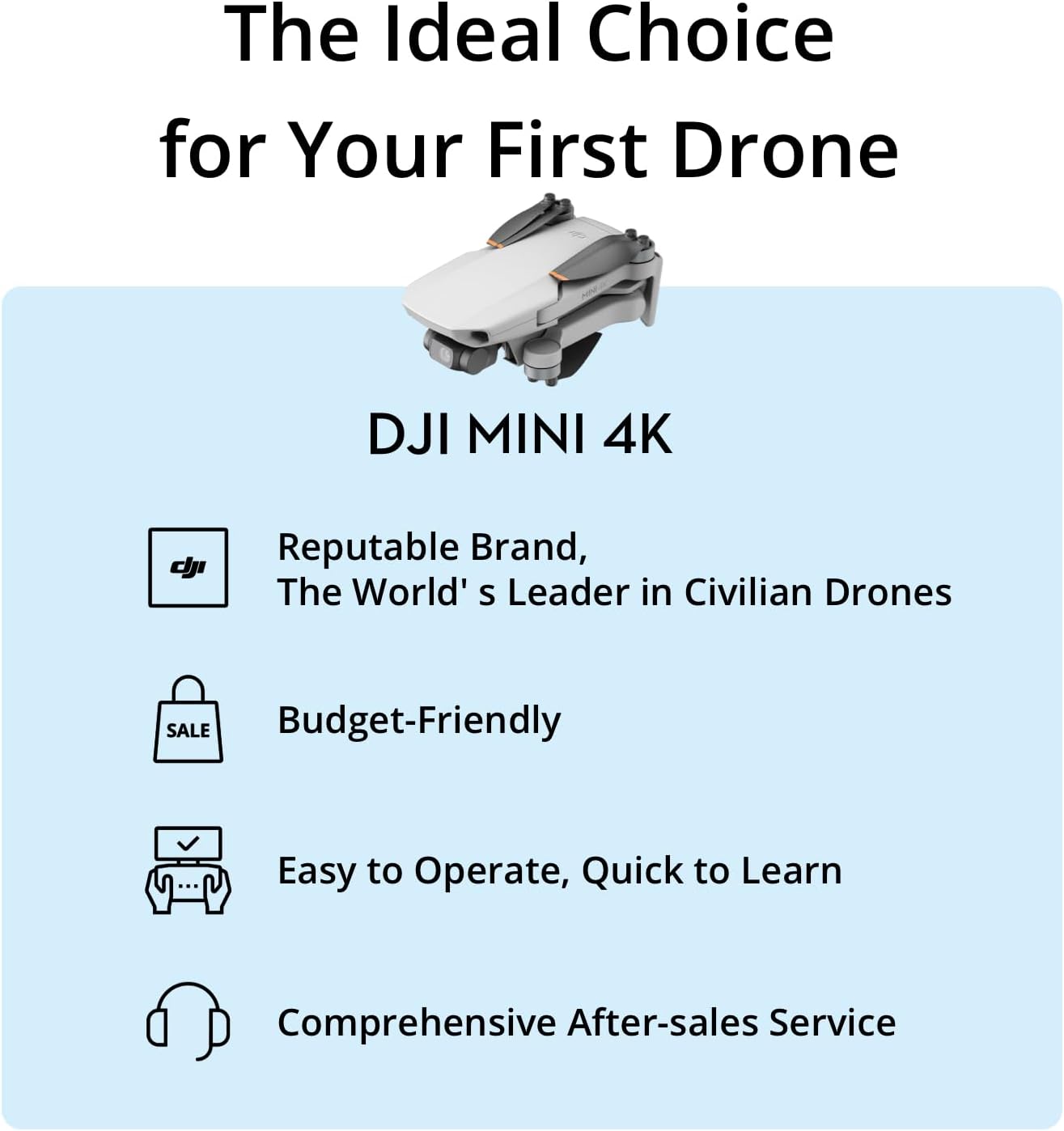 For DJI Mini 4K Drone 4K UHD Camera 31-min Max Flight Time 10km Video Transmission Auto Return Wind Resistance 31g 3-Axis Gimbal Elite