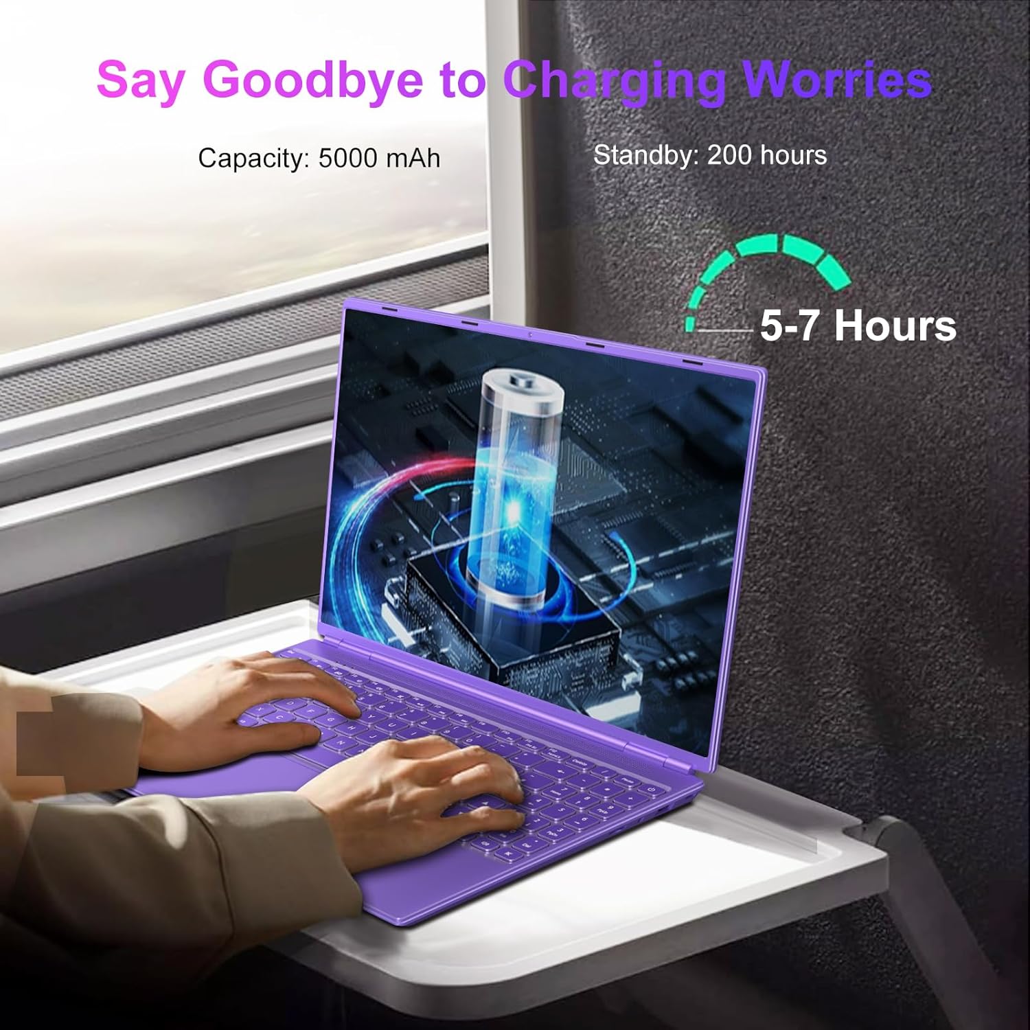 2025 16 Inch Gaming Laptop N5095 (Up to 2.9 GHz) 12GB+512GB SSD Support 1TB Expand Win 11 Laptops 1920 * 1200 FHD Screen 5G WiFi BT 4.2 Webcam Cooling Fan Numeric Keypad-Purple Elite