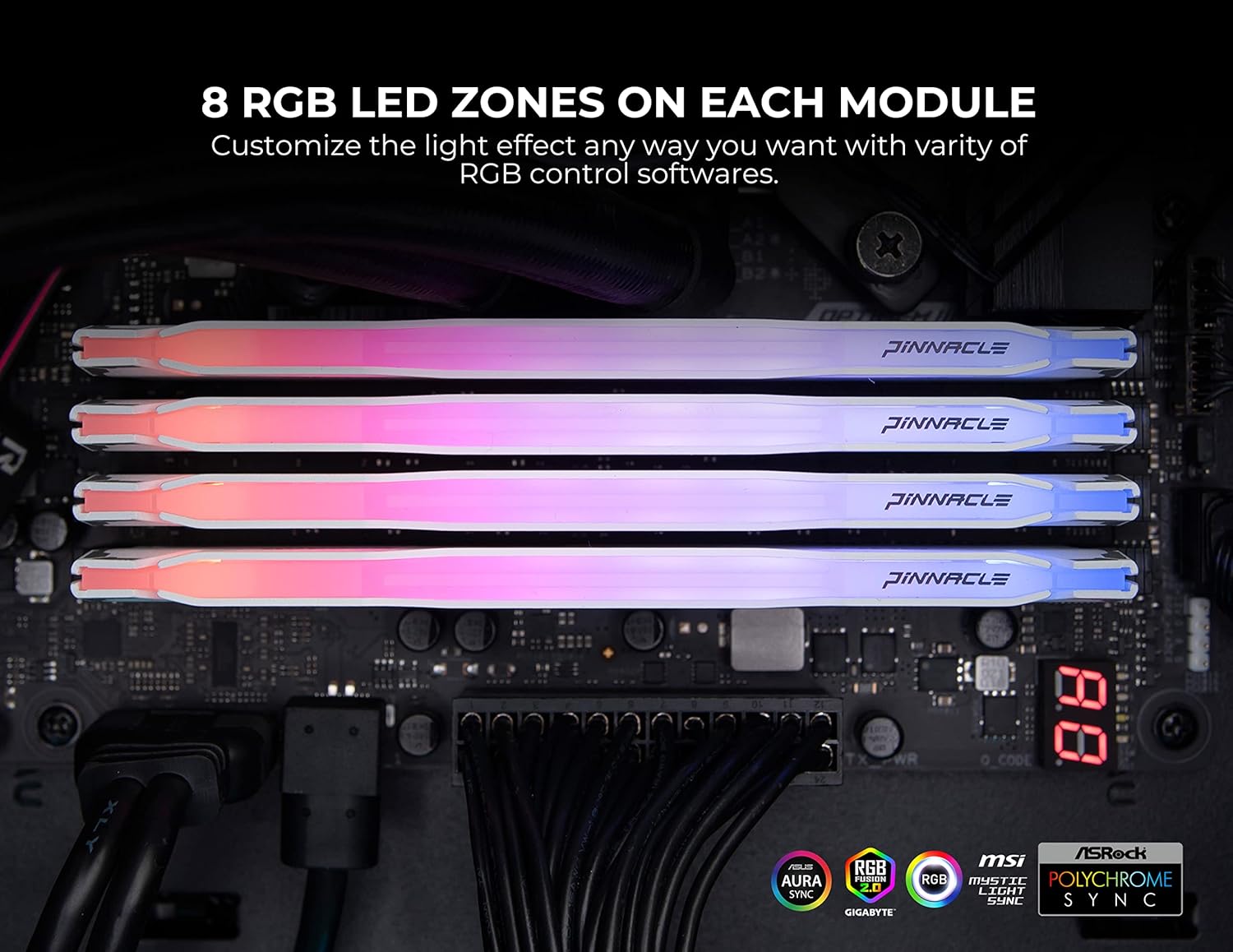 Timetec Pinnacle Konduit RGB DDR4 3200MHz PC4-25600 CL16-18-18-38 XMP2.0 Overclocking 1.35V Compatible for AMD and Intel Desktop Gaming PC Memory Module RAM (RGB White, 16GB KIT(2x8GB)) Elite