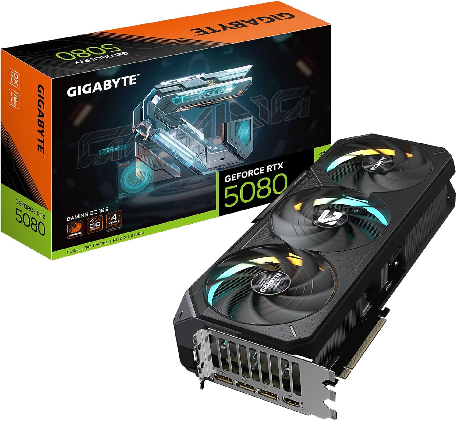 GIGABYTE GeForce RTX 5080 Gaming OC 16G Graphics Card, WINDFORCE Cooling System, 16GB 256-bit GDDR7, GV-N5080GAMING OC-16GD Video Card Elite