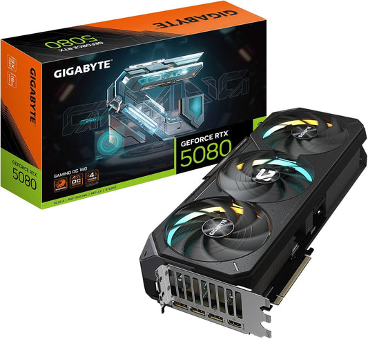 GIGABYTE GeForce RTX 5080 Gaming OC 16G Graphics Card, WINDFORCE Cooling System, 16GB 256-bit GDDR7, GV-N5080GAMING OC-16GD Video Card Elite