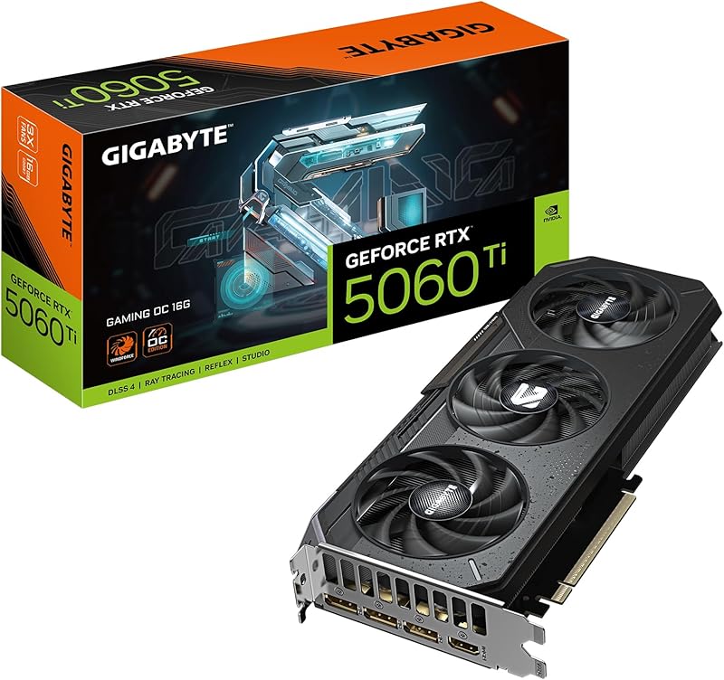 GIGABYTE GeForce RTX 5060 Ti Gaming OC 16G Graphics Card, 16GB 128-bit GDDR7, PCIe 5.0, WINDFORCE Cooling System, GV-N506TGAMING OC-16GD Video Card Elite