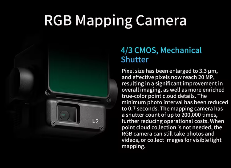 DJI Zenmuse L2 Global Version LiDAR Camera with 4/3 CMOS RGB Mapping Camera High Precision 3D Data Acquisition for M400/M350 UAV Elite