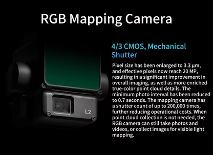 DJI Zenmuse L2 Global Version LiDAR Camera with 4/3 CMOS RGB Mapping Camera High Precision 3D Data Acquisition for M400/M350 UAV Elite