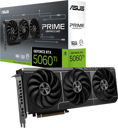 ASUS The SFF-Ready Prime GeForce RTX™ 5060 Ti 16GB GDDR7 Graphics Card (PCIe® 5.0, 16GB GDDR7, HDMI®/DP 2.1, 2.5-Slot, Axial-tech Fans, Dual BIOS) Elite