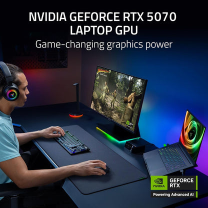 Razer Blade 14 (2025) Gaming Laptop: NVIDIA GeForce RTX 5070 - AMD Ryzen AI 9 365 CPU - 3K 120Hz OLED Display - 64GB LPDDR5X RAM - 2TB SSD - Thin & Lightweight - Chroma RGB - Windows - Black Elite