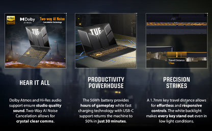 ASUS TUF Gaming F16 (2024) Gaming Laptop, 16” FHD+ 144Hz IPS-Level 16:10 Display, Intel® Core™ 5 210H Processor, NVIDIA® GeForce RTX™ 4050, 8GB DDR5, 512GB PCIe Gen4 SSD, Wi-Fi 6, Windows 11 Home Elite