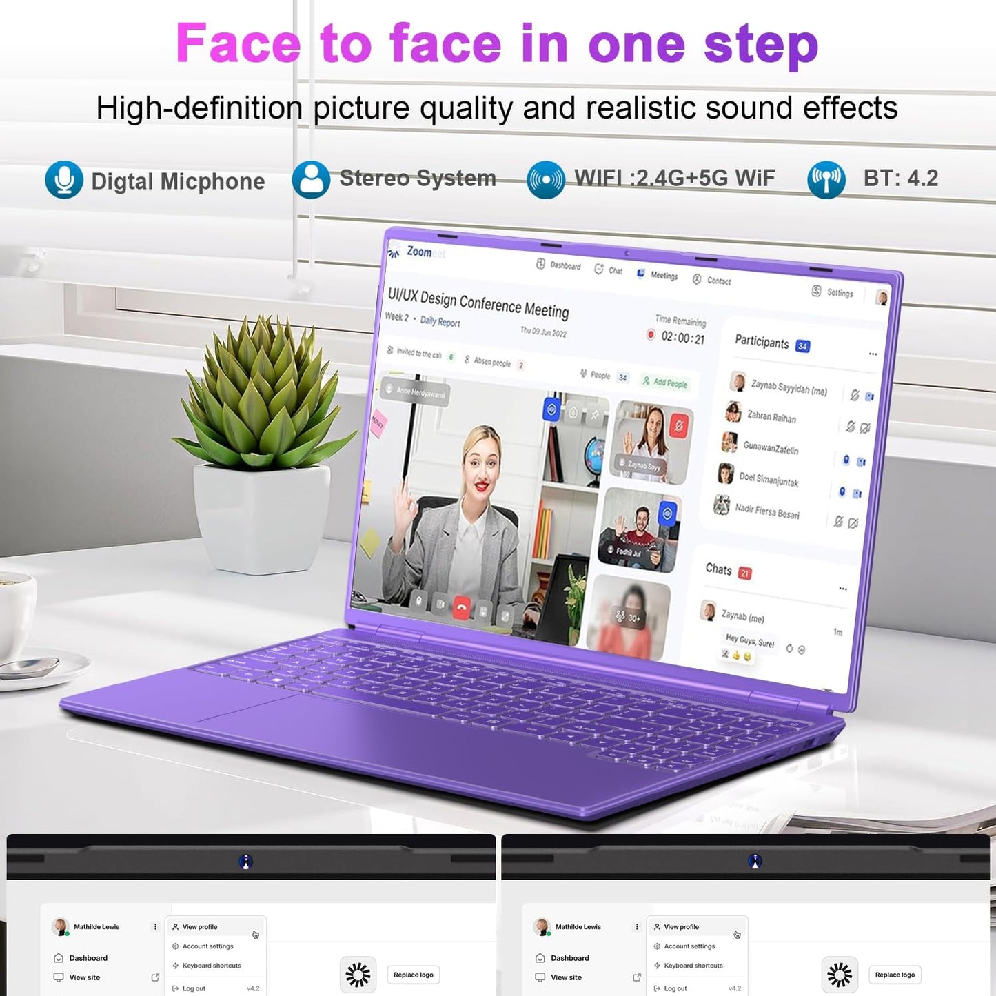 2025 16 Inch Gaming Laptop N5095 (Up to 2.9 GHz) 12GB+512GB SSD Support 1TB Expand Win 11 Laptops 1920 * 1200 FHD Screen 5G WiFi BT 4.2 Webcam Cooling Fan Numeric Keypad-Purple Elite