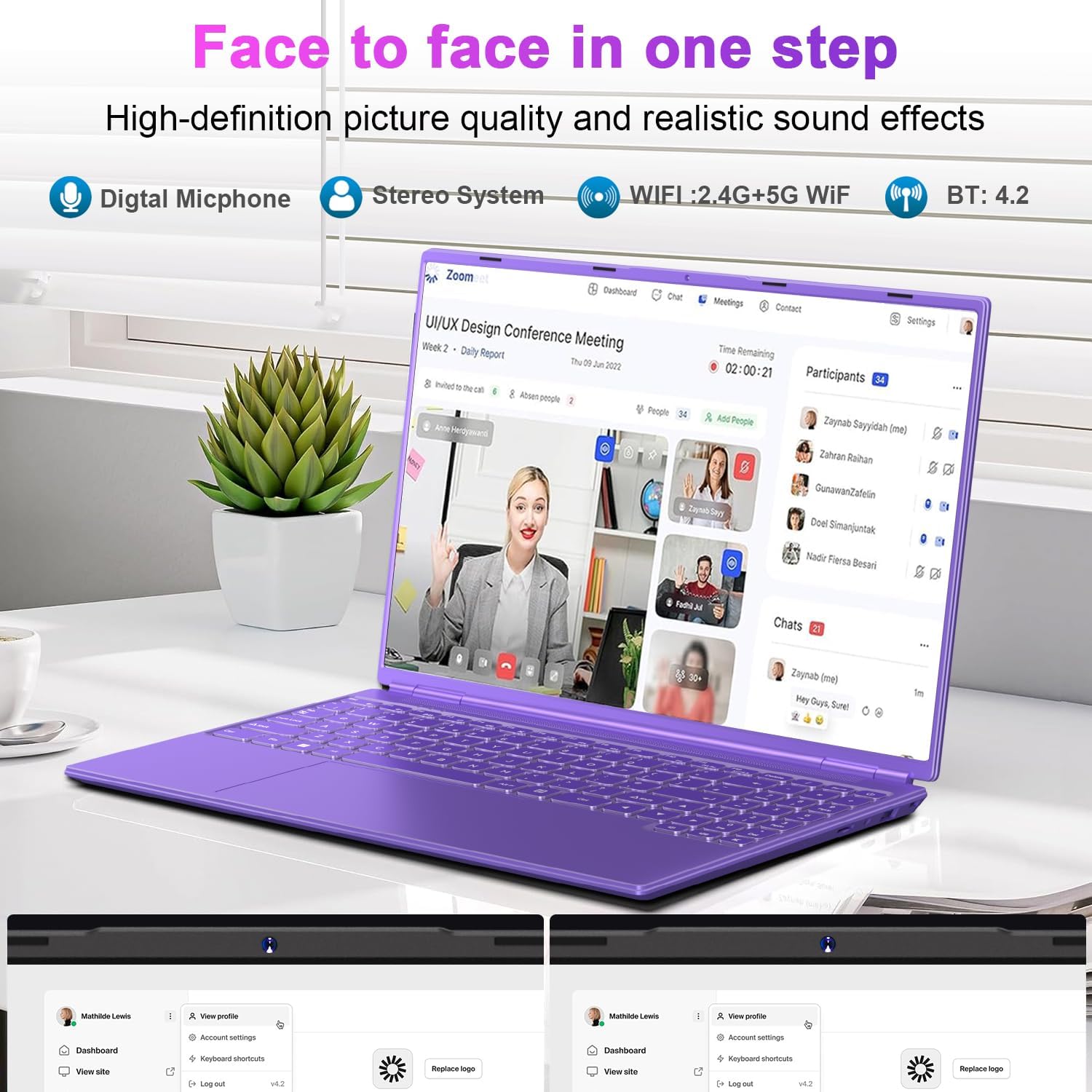 2025 16 Inch Gaming Laptop N5095 (Up to 2.9 GHz) 12GB+512GB SSD Support 1TB Expand Win 11 Laptops 1920 * 1200 FHD Screen 5G WiFi BT 4.2 Webcam Cooling Fan Numeric Keypad-Purple Elite