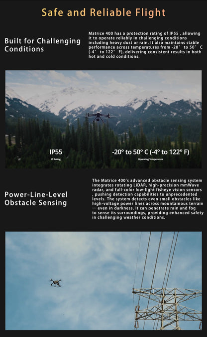 stock DJI Matrice 400 Worry-Free Plus Combo RTK Dron Support 6KG Multi-Payload With LiDdar Power-Line-Level Obstacle Sensing Elite