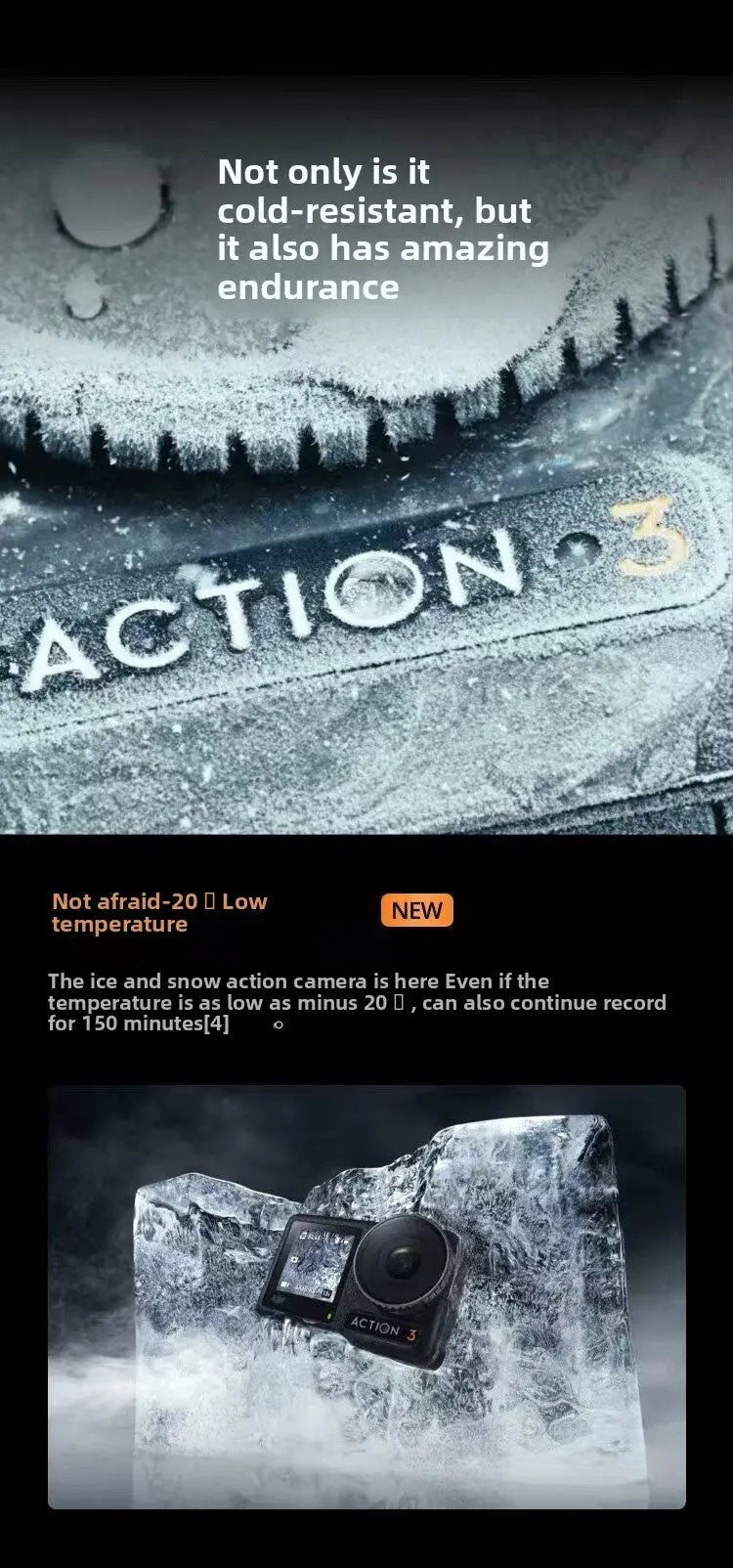 DJI  Action 3 Standard  With Quick-release Design for Easy Horizontal and Vertical Mounting 4K/120fps & Super-Wide FOV Elite