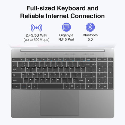 15.6" Windows 11 Laptop, Intel Core i3-5005U, 16GB RAM, 512GB SSD, FHD IPS Display, 2.4G/5G WiFi, BT5.0, RJ45, Webcam, Long Battery Life - for Work, Study, and Entertainment Elite