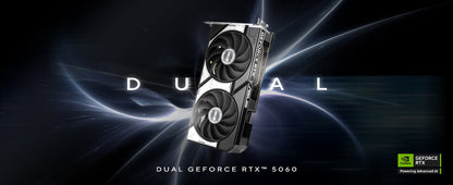 ASUS Dual GeForce RTX™ 5060 8GB GDDR7 OC Edition (PCIe 5.0, 8GB GDDR7, DLSS 4, HDMI 2.1b, DisplayPort 2.1b, 2.5-Slot Design, Axial-tech Fan Design, 0dB Technology, and More) Elite