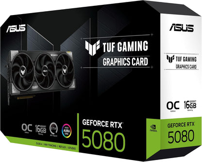 ASUS TUF Gaming GeForce RTX ™ 5080 16GB GDDR7 OC Edition Gaming Graphics Card (PCIe® 5.0, HDMI®/DP 2.1, 3.6-Slot, Military-Grade Components, Protective PCB Coating, axial-tech Fans, Vapor Chamber) Elite