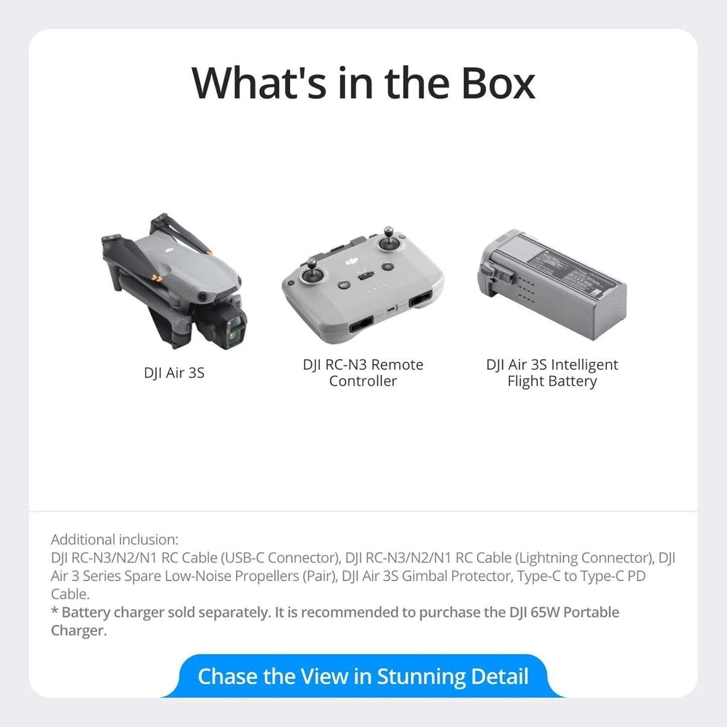 For DJI Air 3S (RC-N3) Prosumer Drones with 4K Dual-Camera 1\" CMOS Wide-Angle Camera 45-min Max Flight 20km Transmission Range Elite