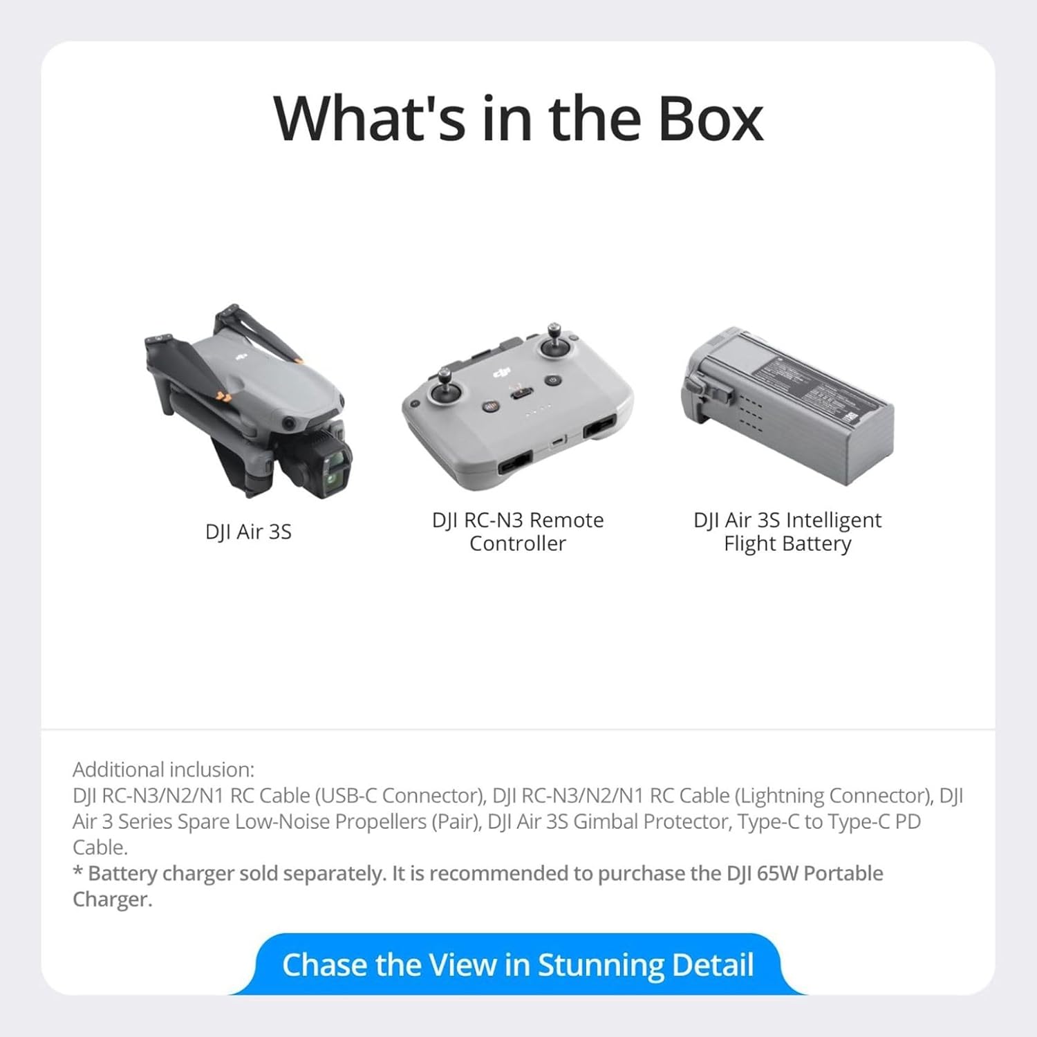 For DJI Air 3S (RC-N3) Prosumer Drones with 4K Dual-Camera 1\" CMOS Wide-Angle Camera 45-min Max Flight 20km Transmission Range Elite