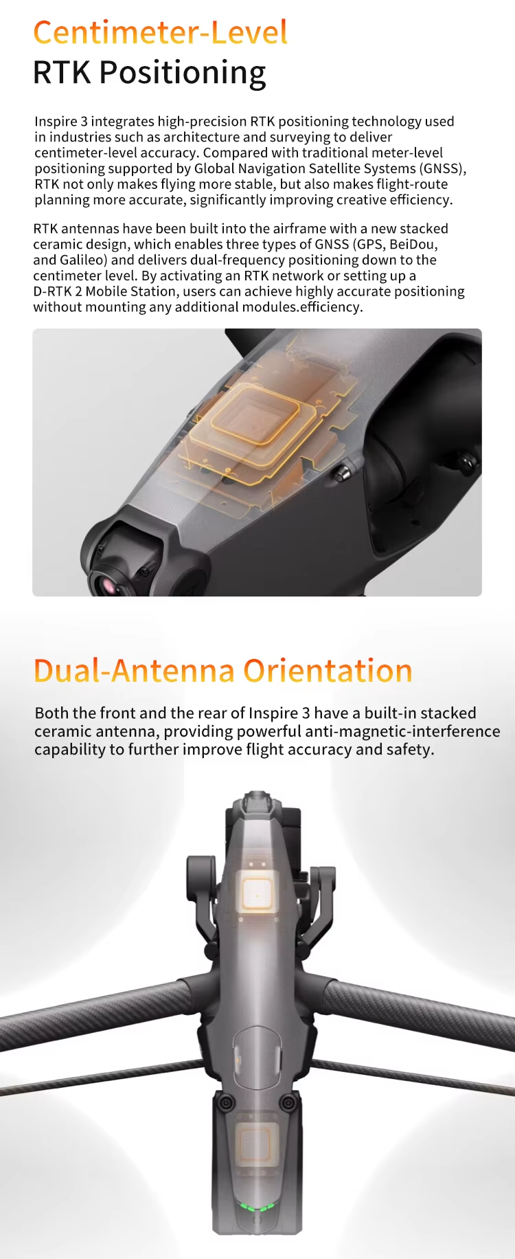 DJI Inspire 3 Camera Drone with Centimeter-Level RTK Positioning and Waypoint Pro Full-frame 8K/25fps CinemaDNG Dual Native ISO Elite