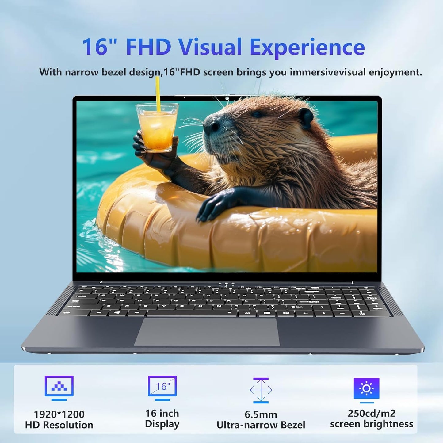 16 Inch Laptop Computer, FHD IPS 1200p Screen, Gaming Laptop i5 (Up to 3.6GHz) for 16GB LPDDR4 RAM 1TB SSD, 180 Angle Open WiFi 5 HDMI Backlit Keyboard UHD Graphics 617 with Numeric Keypad Elite