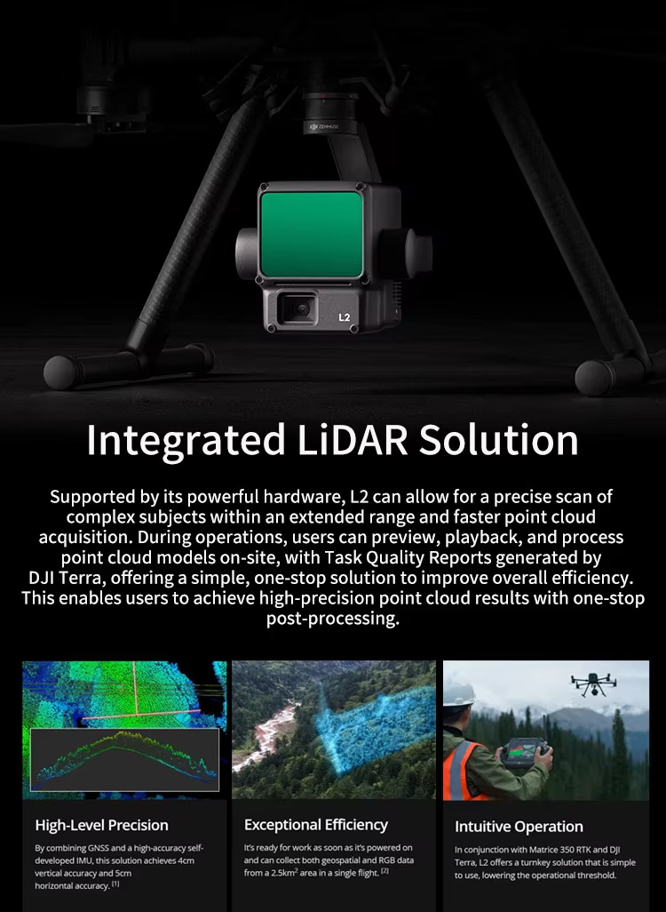 DJI Zenmuse L2 Global Version LiDAR Camera with 4/3 CMOS RGB Mapping Camera High Precision 3D Data Acquisition for M400/M350 UAV Elite
