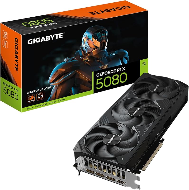 GIGABYTE GeForce RTX 5080 Gaming OC 16G Graphics Card, WINDFORCE Cooling System, 16GB 256-bit GDDR7, GV-N5080GAMING OC-16GD Video Card Elite