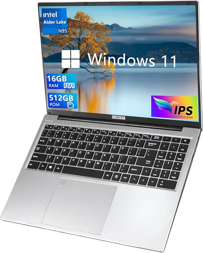 Laptop Computer, Gaming Laptop 2025 Windows 11 Pro, 16 Inch Lap Top PC, 16GB RAM 512GB SSD, Intel 12th Gen N95 Processor(up to 3.4GHz), Backlit Keyboard, Fingerprint Unlock, FHD 1920 * 1200 Elite