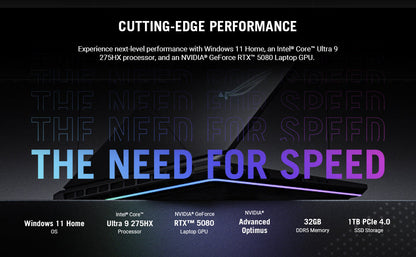 ASUS ROG Strix G16 (2025) Gaming Laptop, 16” ROG Nebula 16:10 2.5K 240Hz/3ms, NVIDIA® GeForce RTX™ 5080, Intel® Core Ultra 9 275HX, 32GB DDR5, 1TB PCIe Gen 4 SSD, Wi-Fi 7, Windows 11 Home, G615LW-AS96 Elite