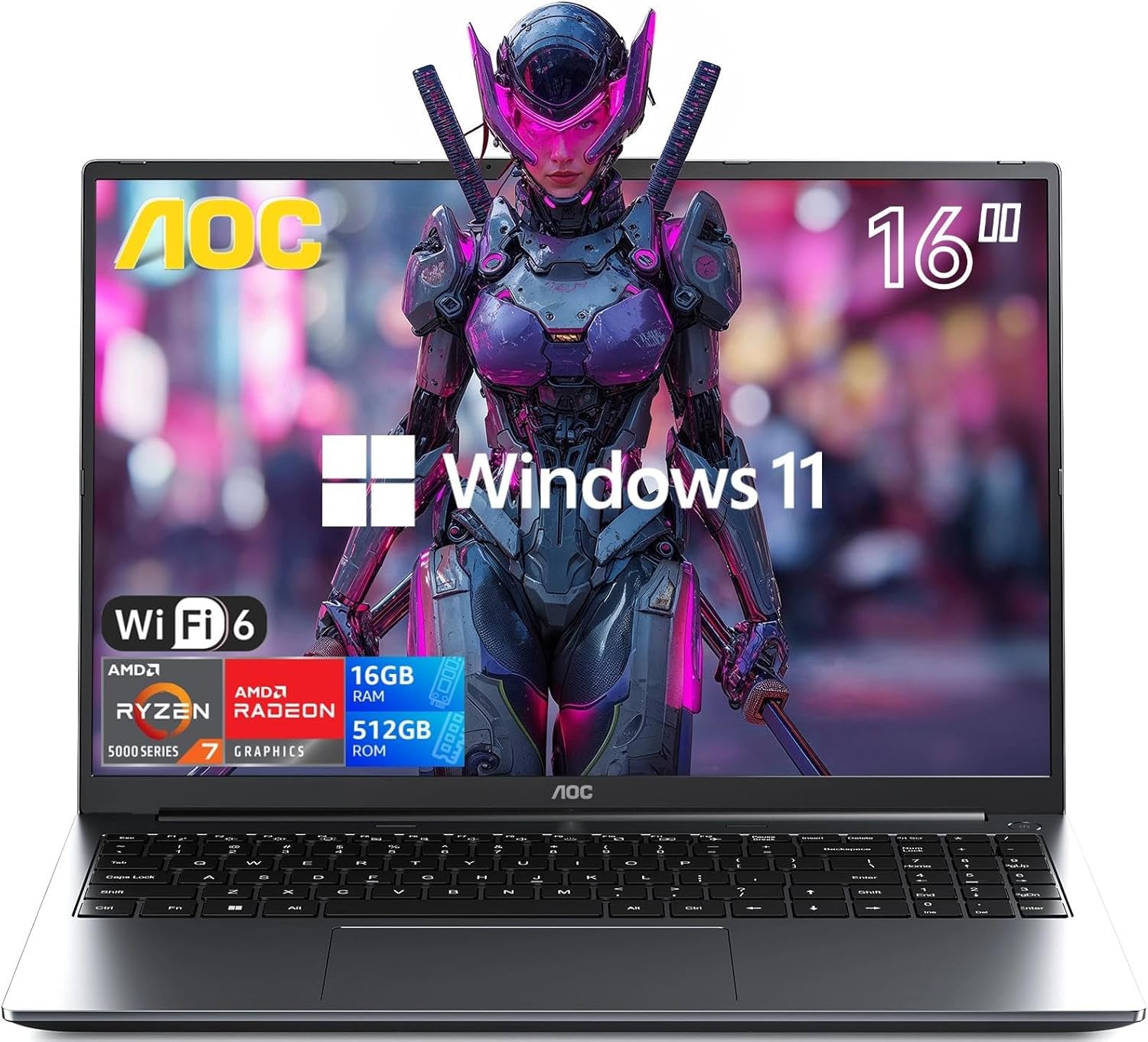 2025 AMD Laptop, 16 inch Gaming Laptop with AMD Ryzen 7 7735HS Processor (8C/16T, up to 4.75GHz), 16GB DDR5 512GB NVMe SSD Work Laptop, 16″ FHD Display, Metal casing, WiFi-6, Backlit KB, Webcam, HDMI Elite