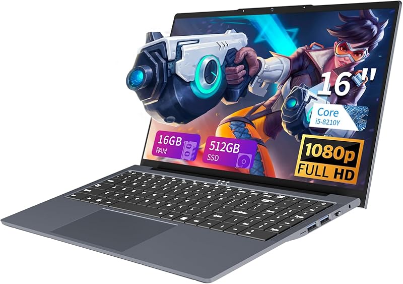 16 Inch Laptop Computer, FHD IPS 1200p Screen, Gaming Laptop i5 (Up to 3.6GHz) for 16GB LPDDR4 RAM 1TB SSD, 180 Angle Open WiFi 5 HDMI Backlit Keyboard UHD Graphics 617 with Numeric Keypad Elite