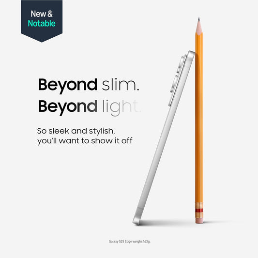 SAMSUNG Galaxy S25 Edge 256GB AISmartphone NightVid FastProc ProDisplay AllDayBat 2025 TitanSilver Elite