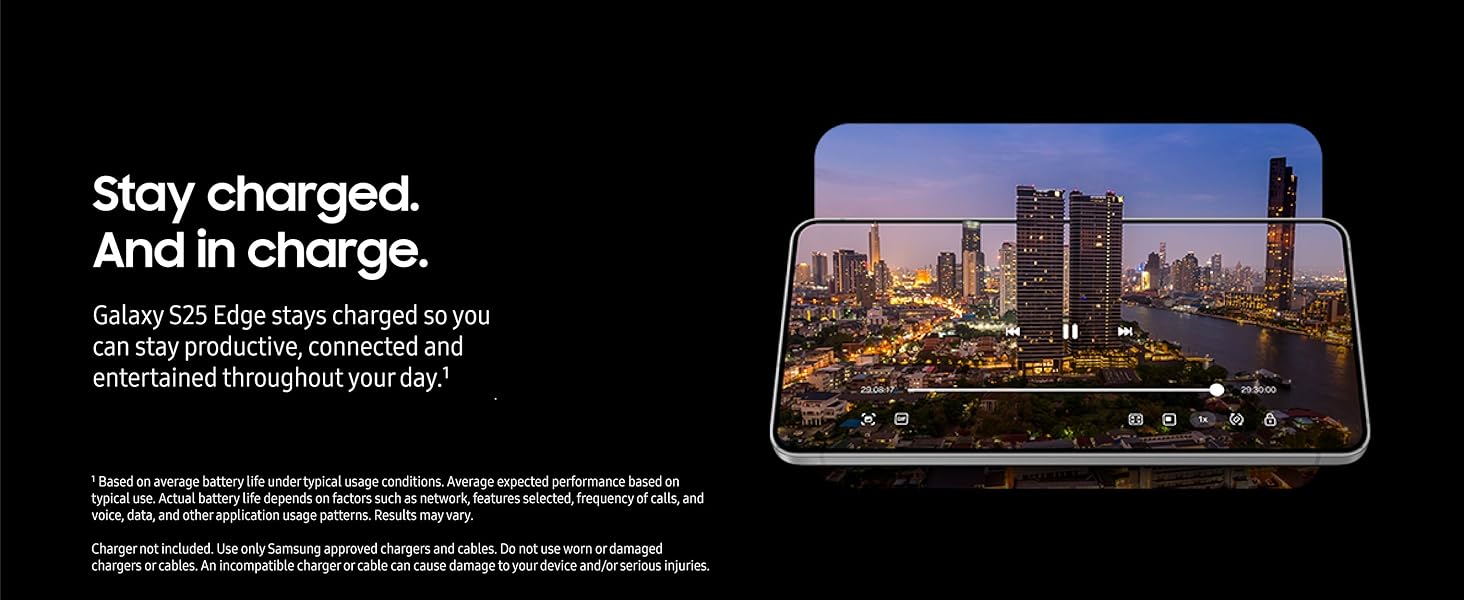 SAMSUNG Galaxy S25 Edge Phone, 512 GB AI Smartphone, Unlocked Android, Night Video, Fast Processor, ProScaler Display, All-Day Battery, 2025, US 1 Yr Manufacturer Warranty, Titanium JetBlack Elite