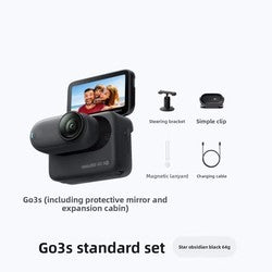 In-sta360 Go3s 128GB White Miniature Action & Sports Camcorder 4K Hand-Free POVs Stabilized Battery Life for 140 Minutes Elite
