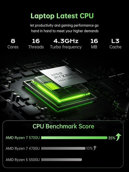 2025 AMD Laptop Computer with Ryzen 7 5700U (8C/16T, Up to 4.3GHz) Ryzen Laptop With Radeon RX Vega 8 Graphics Laptop 16GB RAM 512GB NVMe SSD, Win 11, 16.1 FHD Display, WiFi 6,53Wh Battery,HDMI,Webcam Elite