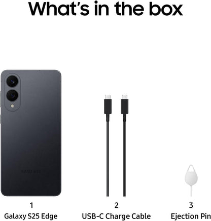 SAMSUNG Galaxy S25 Edge 512GB AISmartphone 2025 NightVideo FastProc ProScaler AllDayBattery TitaniumBlack Elite